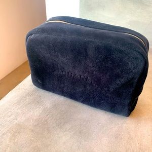 Chanel black suede makeup bag